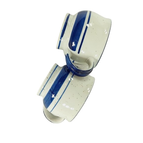 Ceramic Mugs Coffee & Tea Cups for Kitchen Decor Blue & White Speckled 2 pc Set - Picture 8 of 10